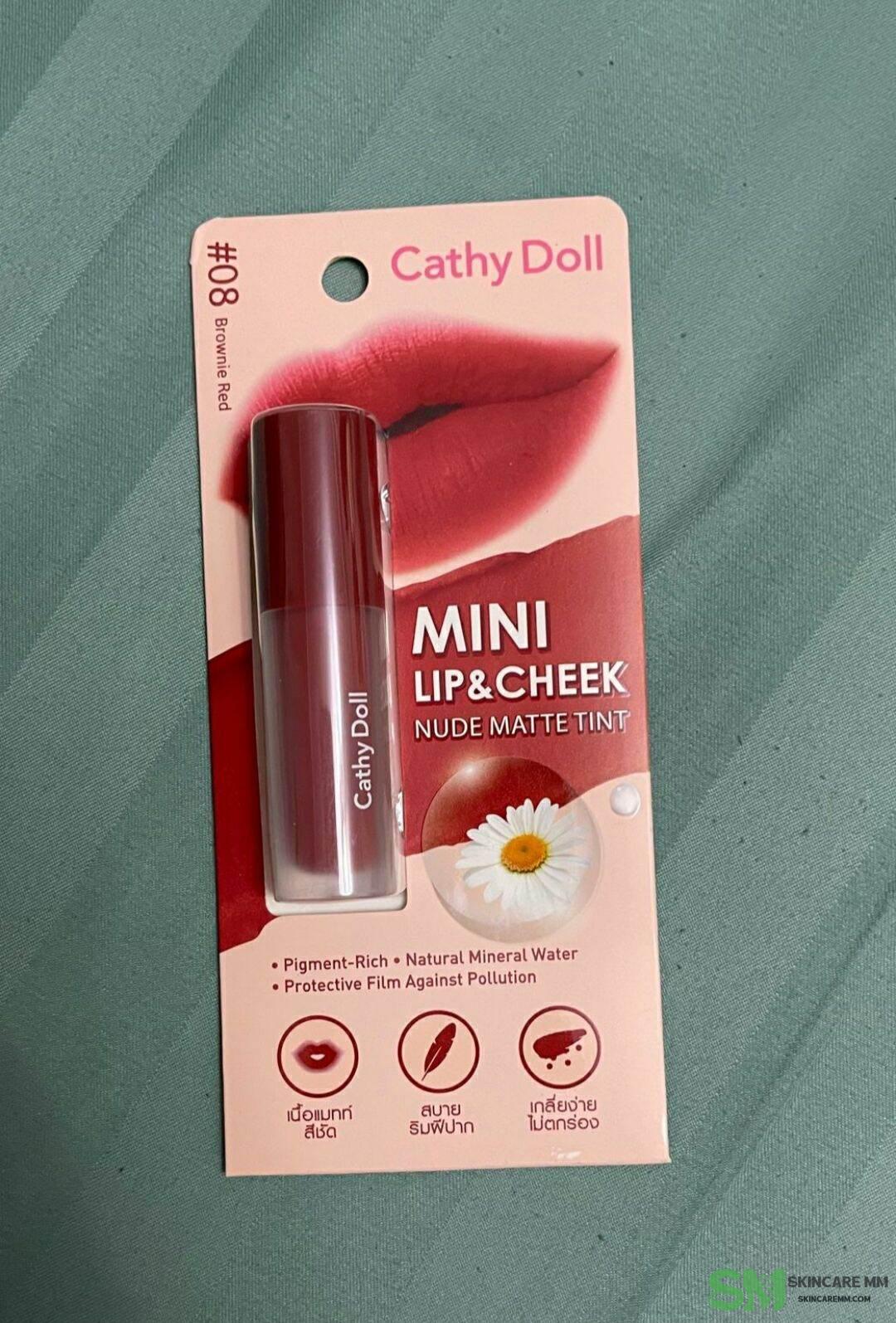 CATHY DOLL 08 Brownie Red MINI LIP & CHEEK NUDE MATTE TINT